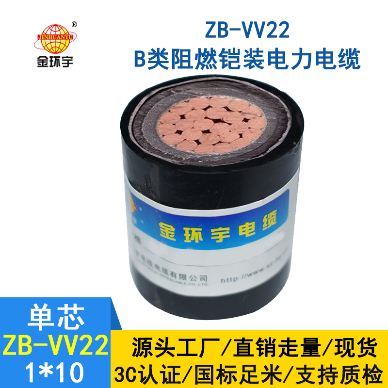 金环宇电缆 b级阻燃铠装电力电缆 ZB-VV22-10平方