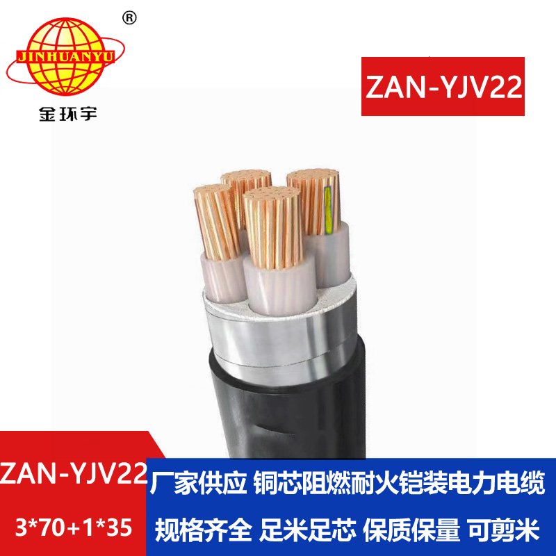 金环宇电线电缆 阻燃耐火电缆ZAN-YJV22-3X70+1X35深圳