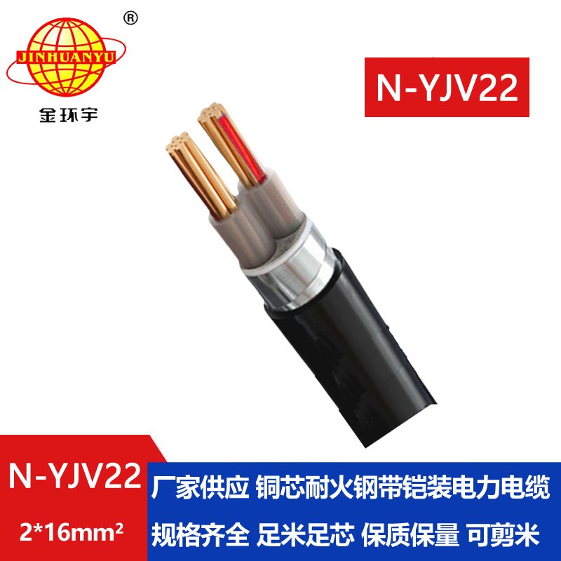 金环宇电线电缆 耐火铠装电力电缆N-YJV22-2X16 深圳