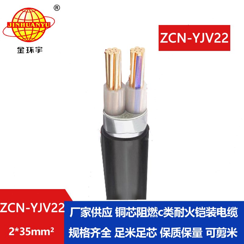 金环宇电线电缆 yjv22铠装电缆报价ZCN-YJV22-2X35平方 阻燃耐火电缆