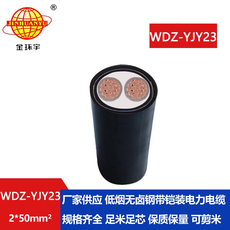 金环宇 钢带铠装电缆WDZ-YJY23-2X50平方 低烟无卤电力电缆