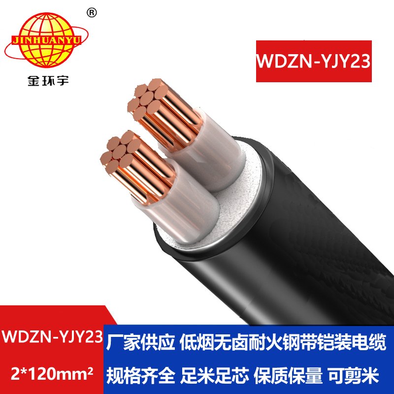 金环宇电线电缆 钢带铠装低烟无卤耐火电缆WDZN-YJY23-2X120平方