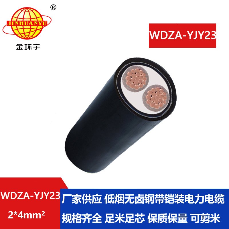 金环宇电缆 WDZA-YJY23-2X4平方 低烟无卤阻燃a类电缆