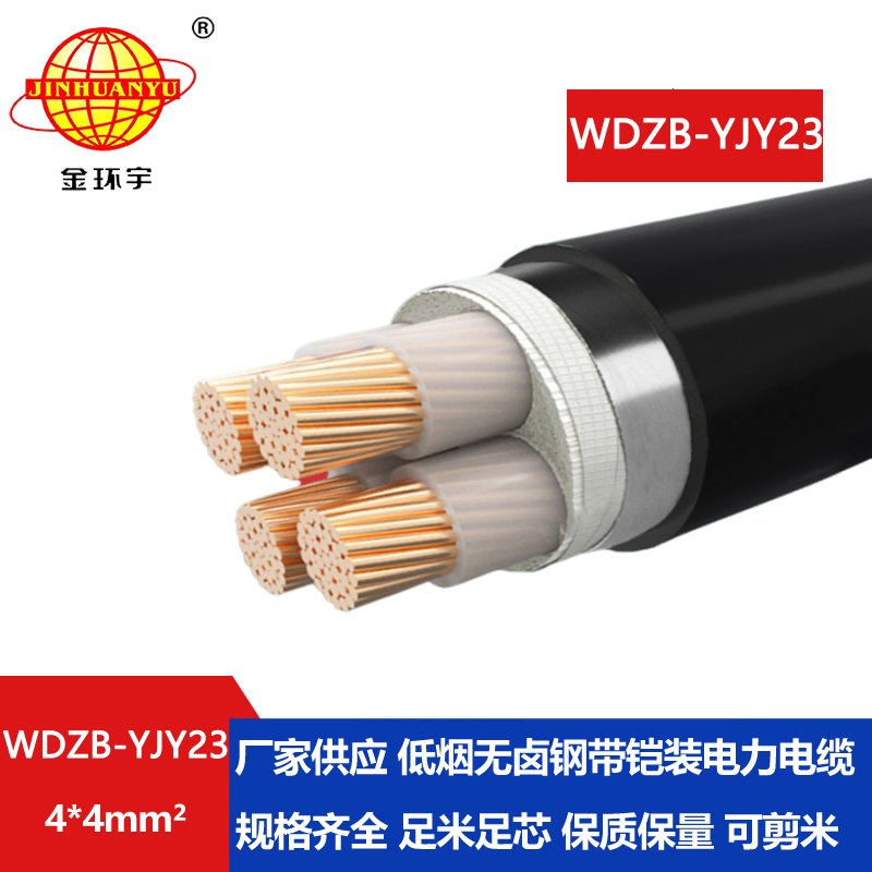 金环宇电缆 电力电缆WDZB-YJY23-4X4平方 低烟无卤阻